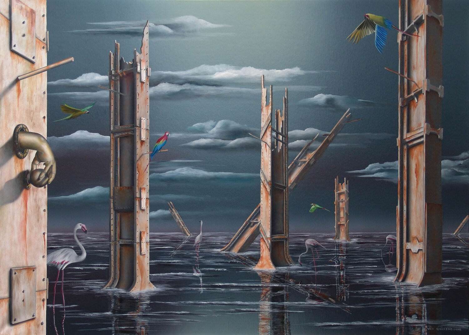 La paix (sous baguettes) Thierry Van Quickenborne Original painting for sale