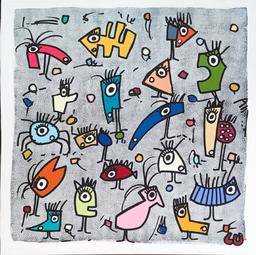 La joyeuse ménagerie by Luc Villard, Painting for Sale on Select