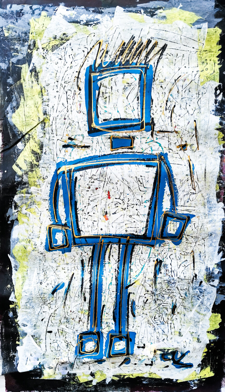 Standing Figure Luc Villard Original painting for sale
