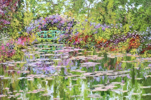 Wisteria Bridge by Kristen Olson Stone, Painting for Sale on Select