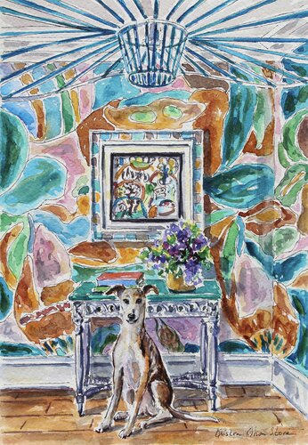Whippet And Chill by Kristen Olson Stone, Painting for Sale on Select