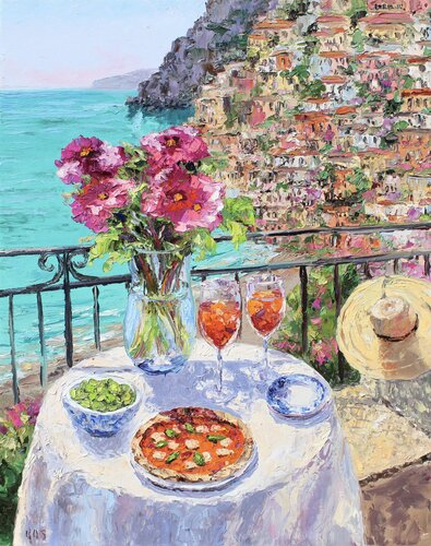 Pizza By The Sea by Kristen Olson Stone, Painting for Sale on Select