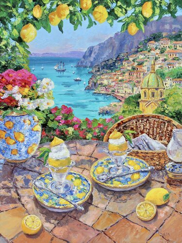 Positano Summer View by Kristen Olson Stone, Painting for Sale on Select