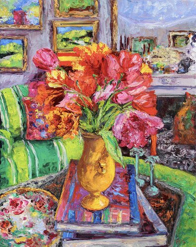 Tulips By The Hearth by Kristen Olson Stone, Painting for Sale on Select