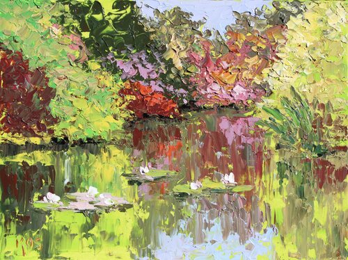 Reflections And Waterlilies von Kristen Olson Stone, Malerei kaufen auf Select