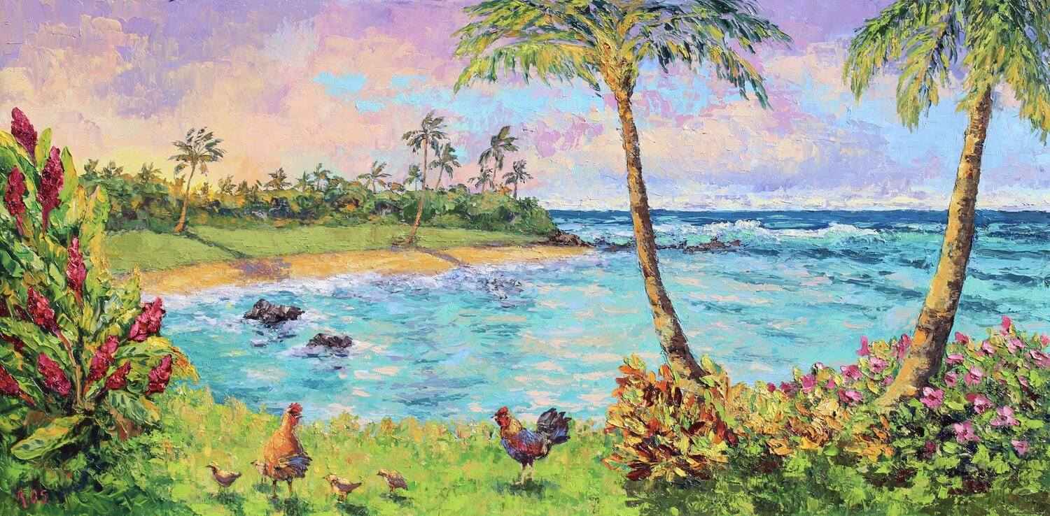 Kukui'ula Bay, Kauai Kristen Olson Stone Original painting for sale