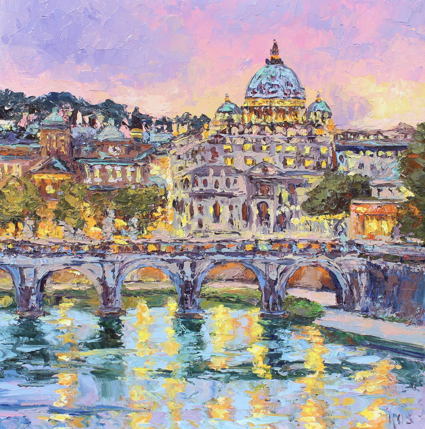 St. Peter's Basilica, Rome Kristen Olson Stone Original painting for sale