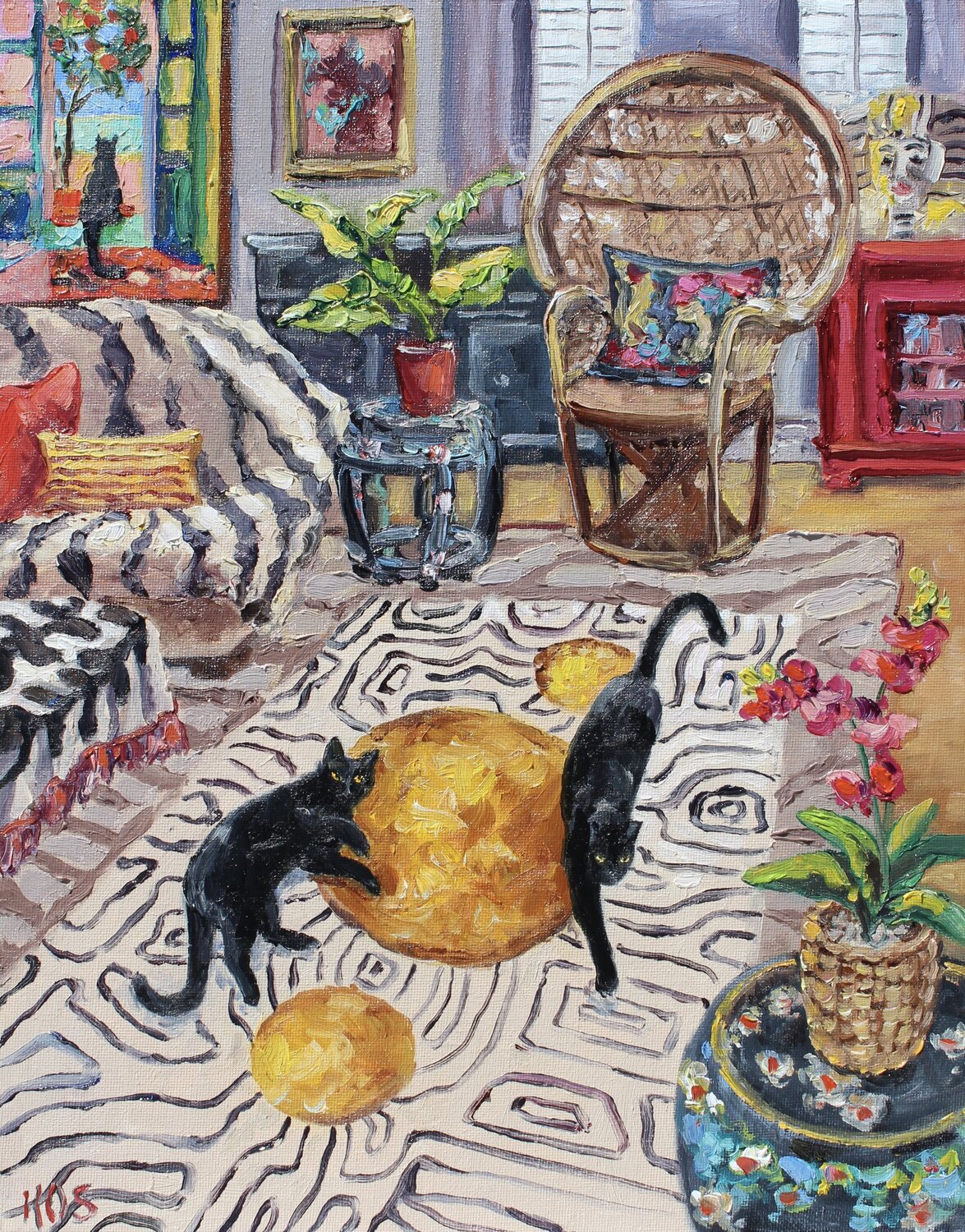 The Black Cats Kristen Olson Stone Original painting for sale