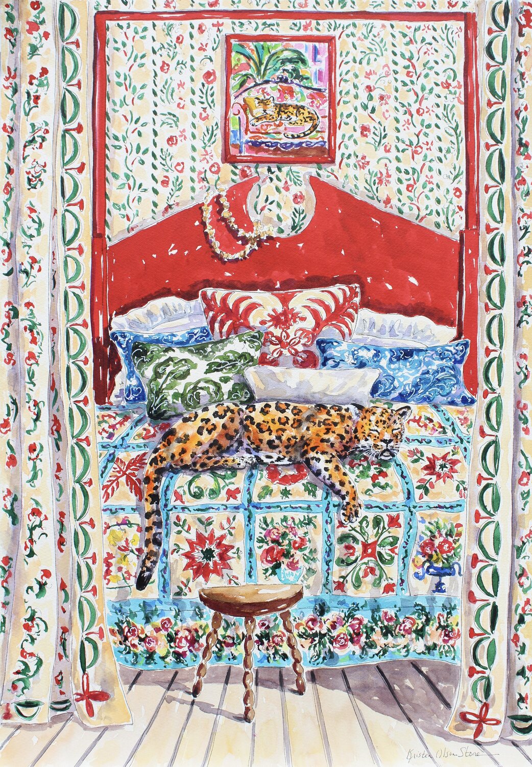 Cat Nap Kristen Olson Stone Original painting for sale