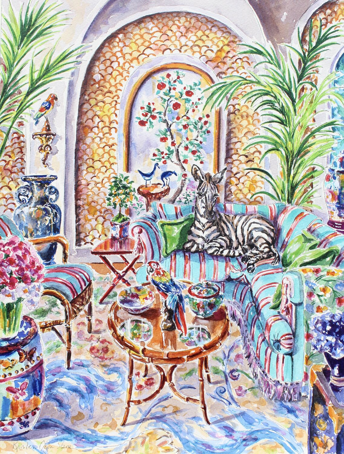 The Reflective Zebra Kristen Olson Stone Original painting for sale