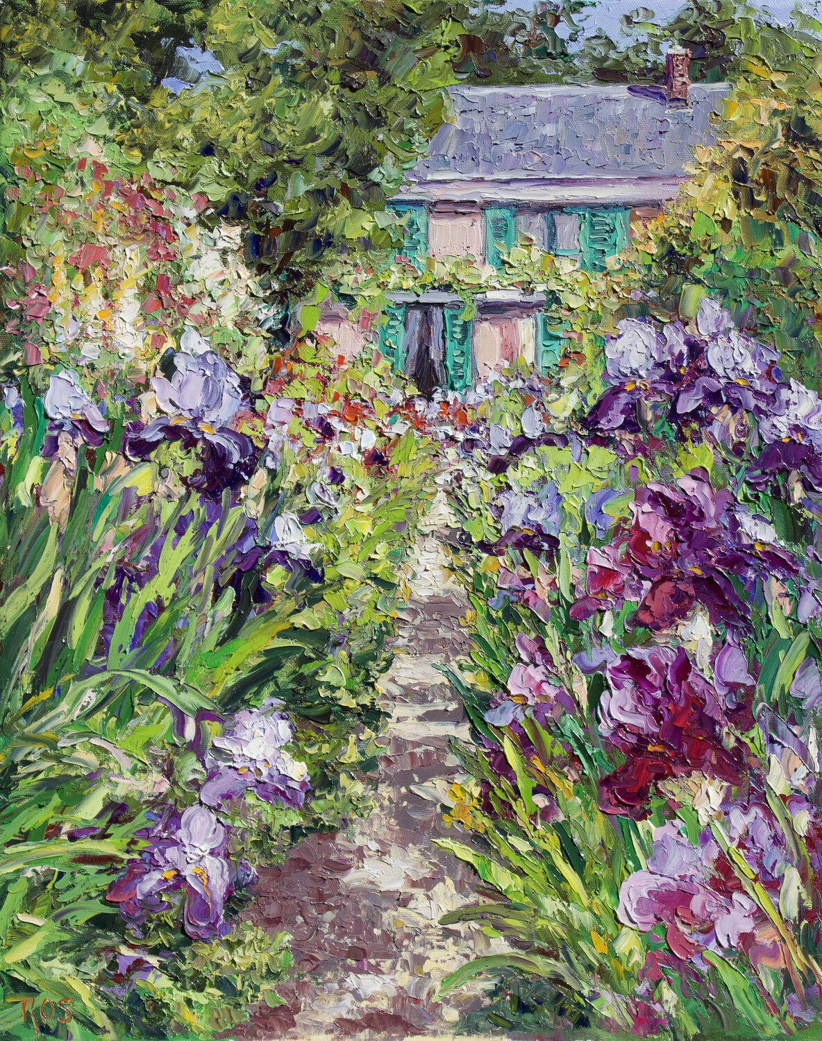 Monet's Home And Iris Garden Kristen Olson Stone Originalgemälde zu verkaufen