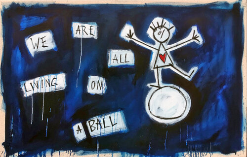 WE ARE ALL LIVING ON A BALL by Hari Beierl, Painting for Sale on Select