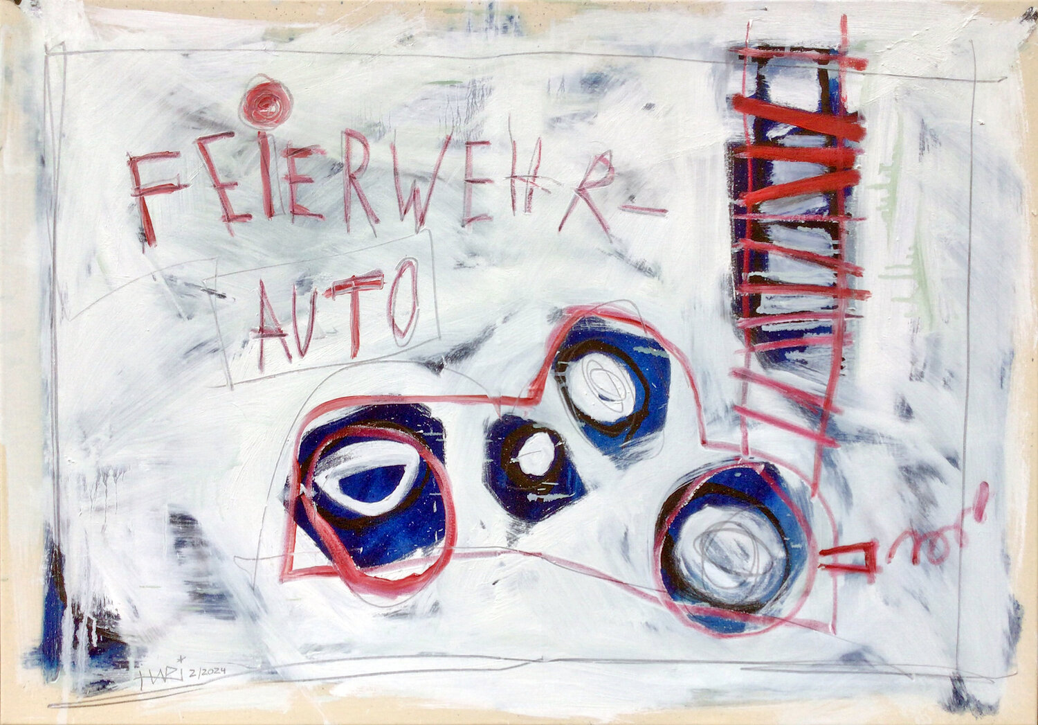 FEIERWEHRAUTO Hari Beierl Original painting for sale