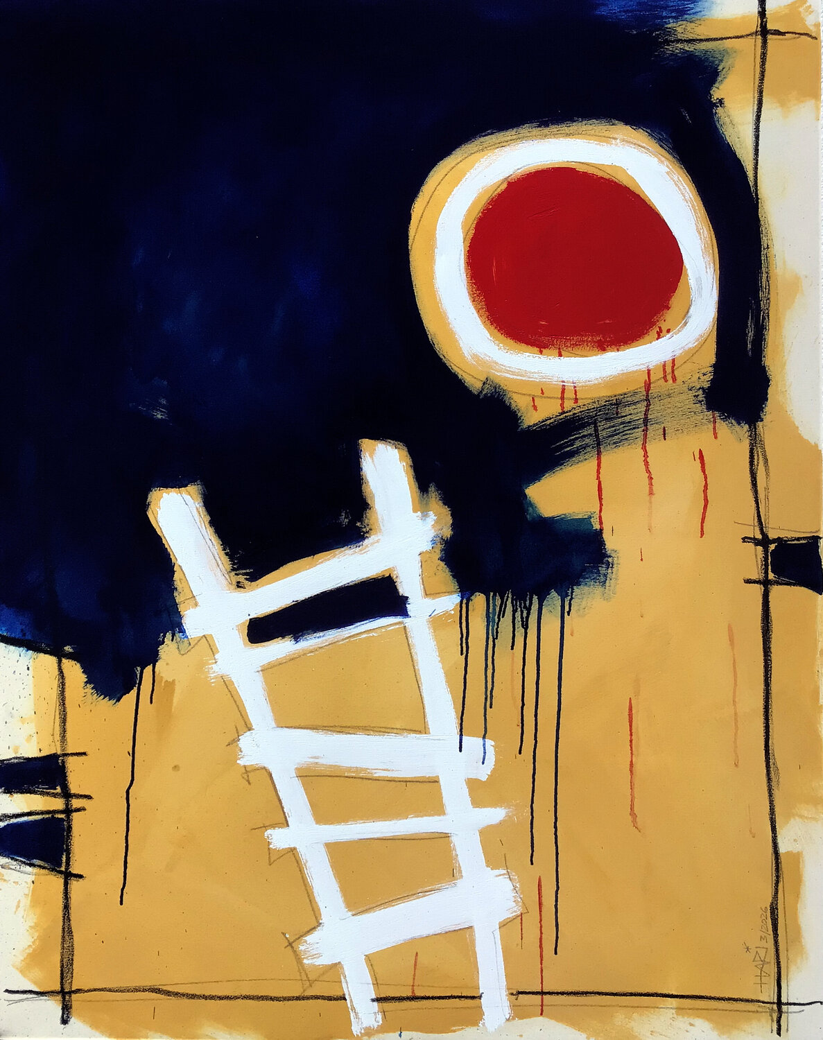 RED MOON LADDER Hari Beierl Original painting for sale