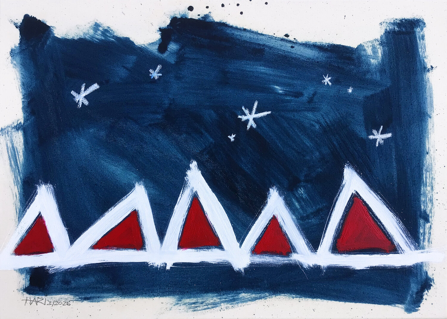 FIVE DWARVES UNDER THE STARS Hari Beierl Original painting for sale