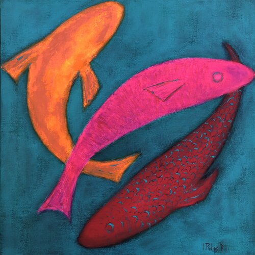 La Danse des Poissons 3 by Isabelle Philips-Decramer, Painting for Sale on Select