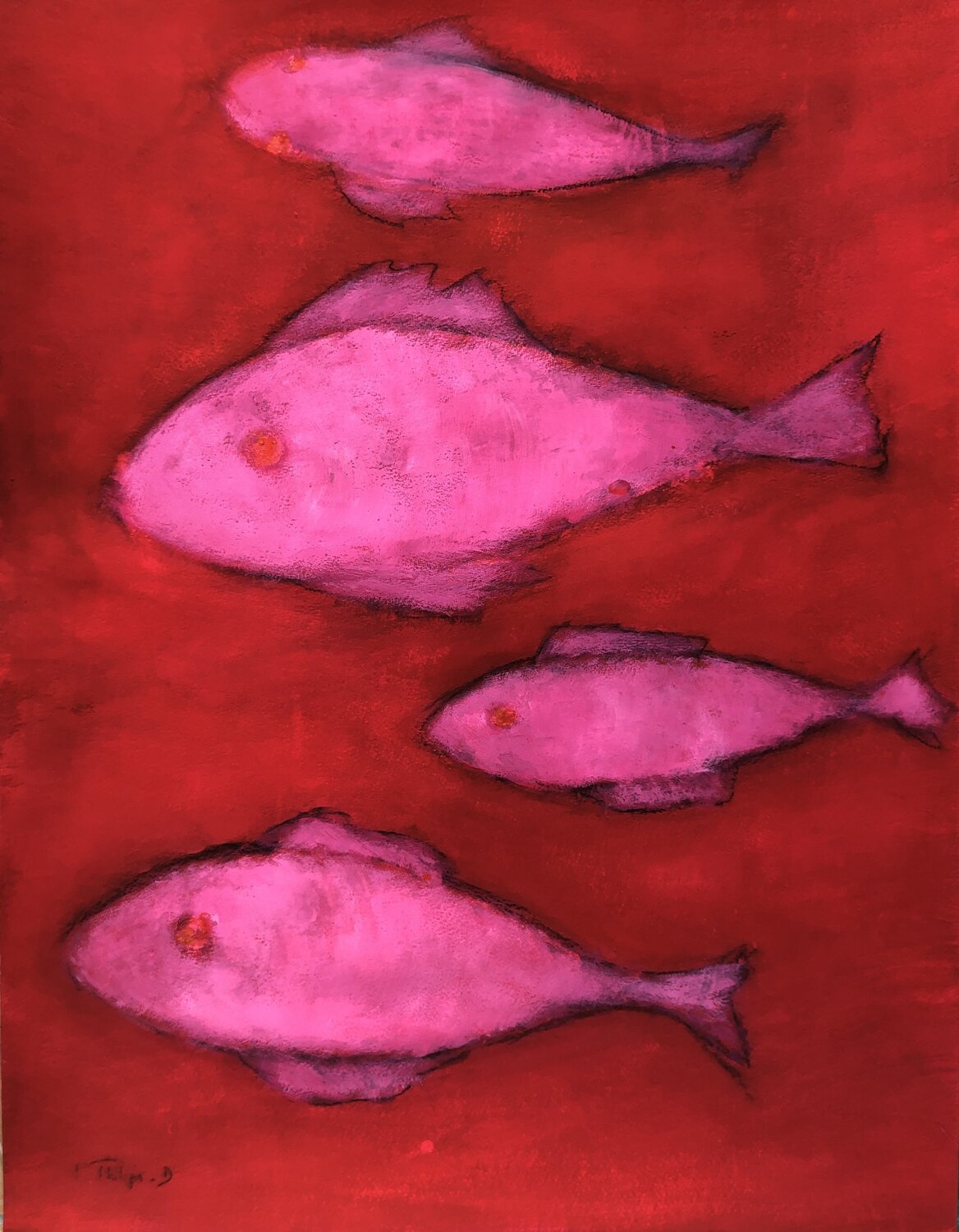 Poissons 6 Isabelle Philips-Decramer Original painting for sale