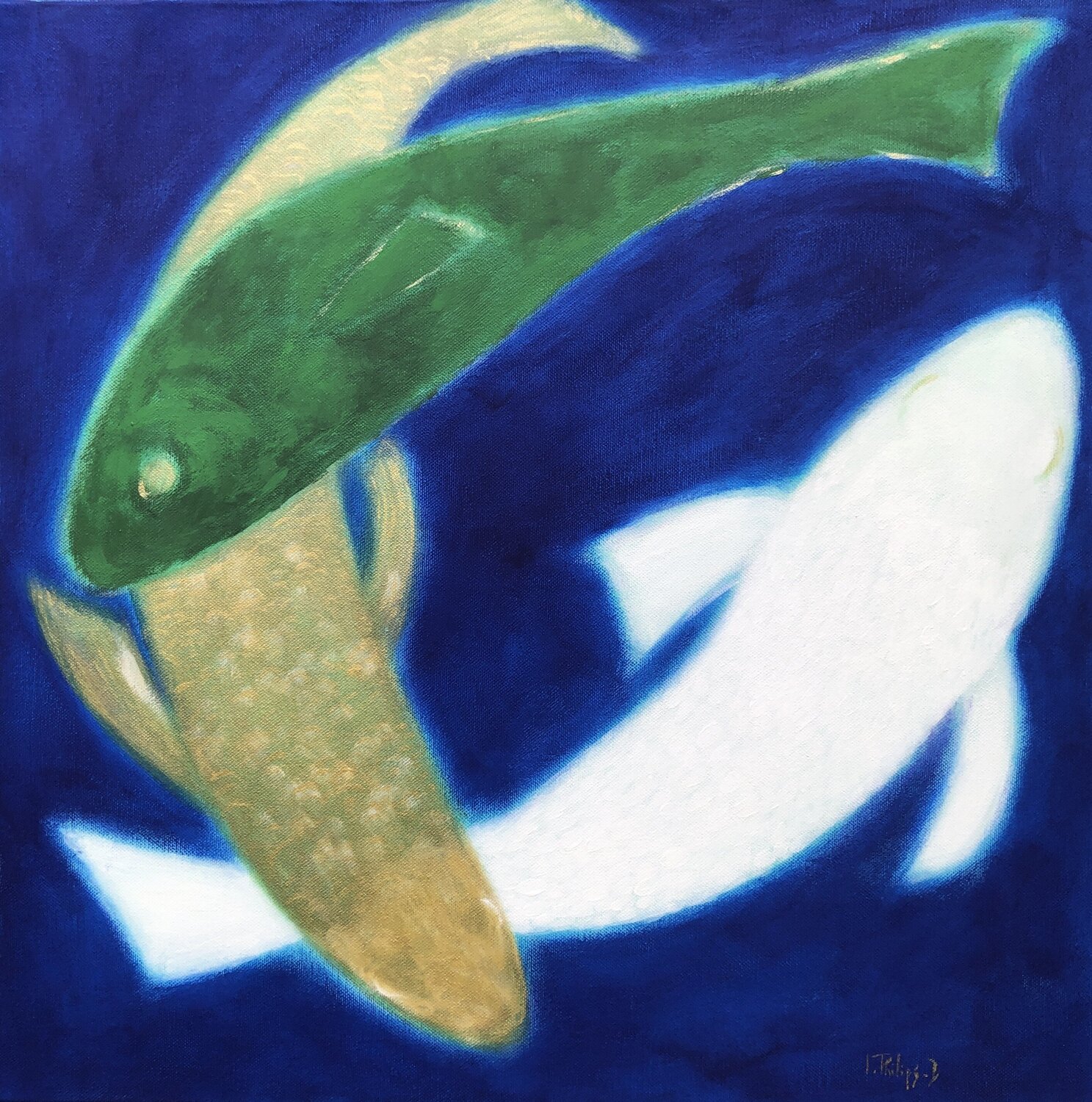 La Danse des Poissons 2 Isabelle Philips-Decramer Original painting for sale