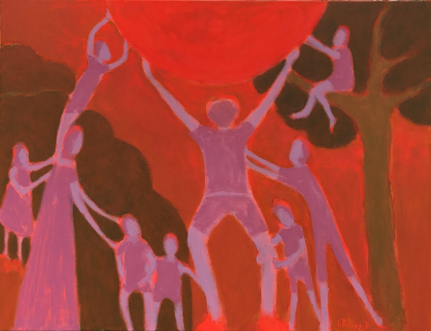 Les Porteurs de Lumière 4 Isabelle Philips-Decramer Originalgemälde zu verkaufen