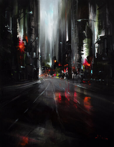 City at night by Bozhena Fuchs, Painting for Sale on Select
