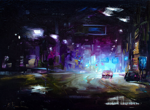 To the neon light by Bozhena Fuchs, Painting for Sale on Select