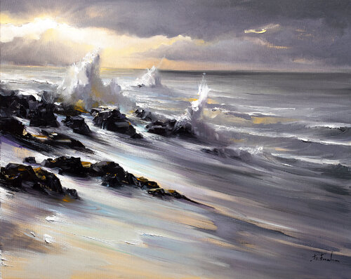 Coastal surf by Bozhena Fuchs, Painting for Sale on Select