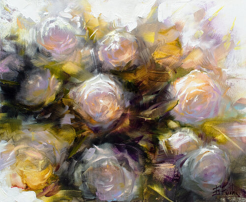 White Roses by Bozhena Fuchs, Painting for Sale on Select