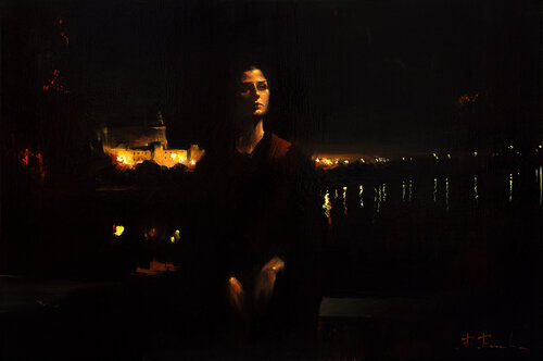 Musing at Midnight by Bozhena Fuchs, Painting for Sale on Select