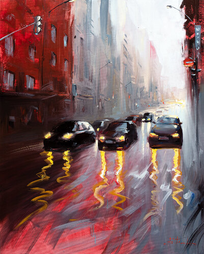 The Glow of City Life by Bozhena Fuchs, Painting for Sale on Select