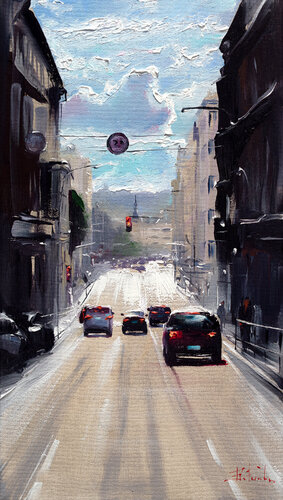 Sunny street by Bozhena Fuchs, Painting for Sale on Select