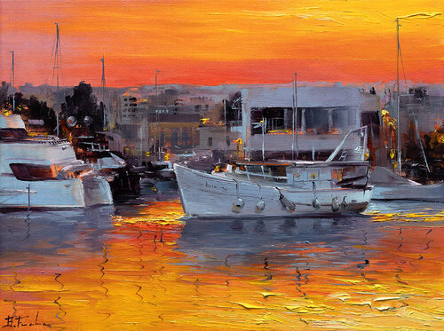 Red Sunrise by Bozhena Fuchs, Painting for Sale on Select