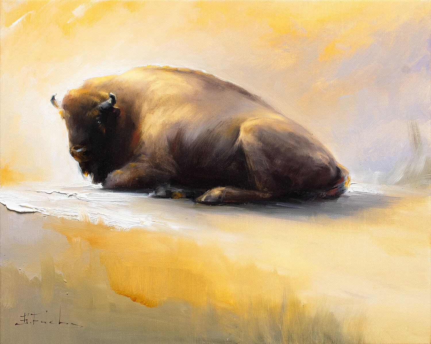The European Bison Bozhena Fuchs Original painting for sale