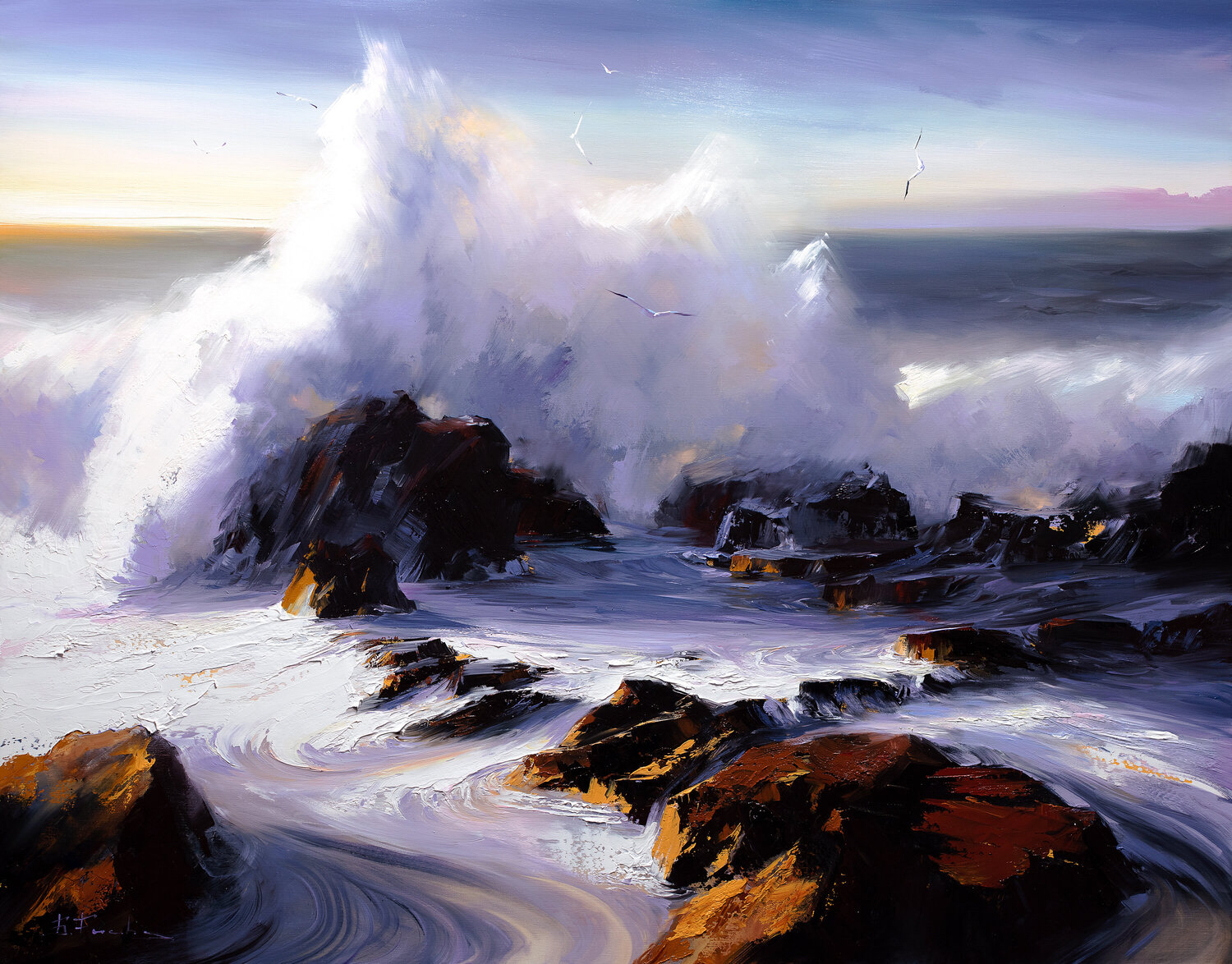 Serenade of Sunlit Waves Bozhena Fuchs Original painting for sale