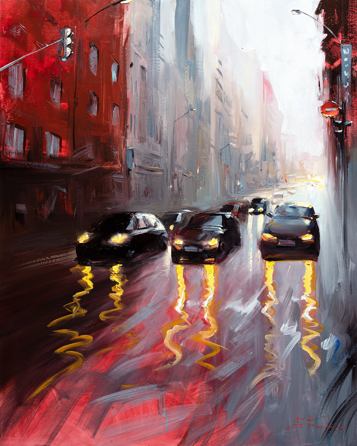 The Glow of City Life Bozhena Fuchs Original painting for sale