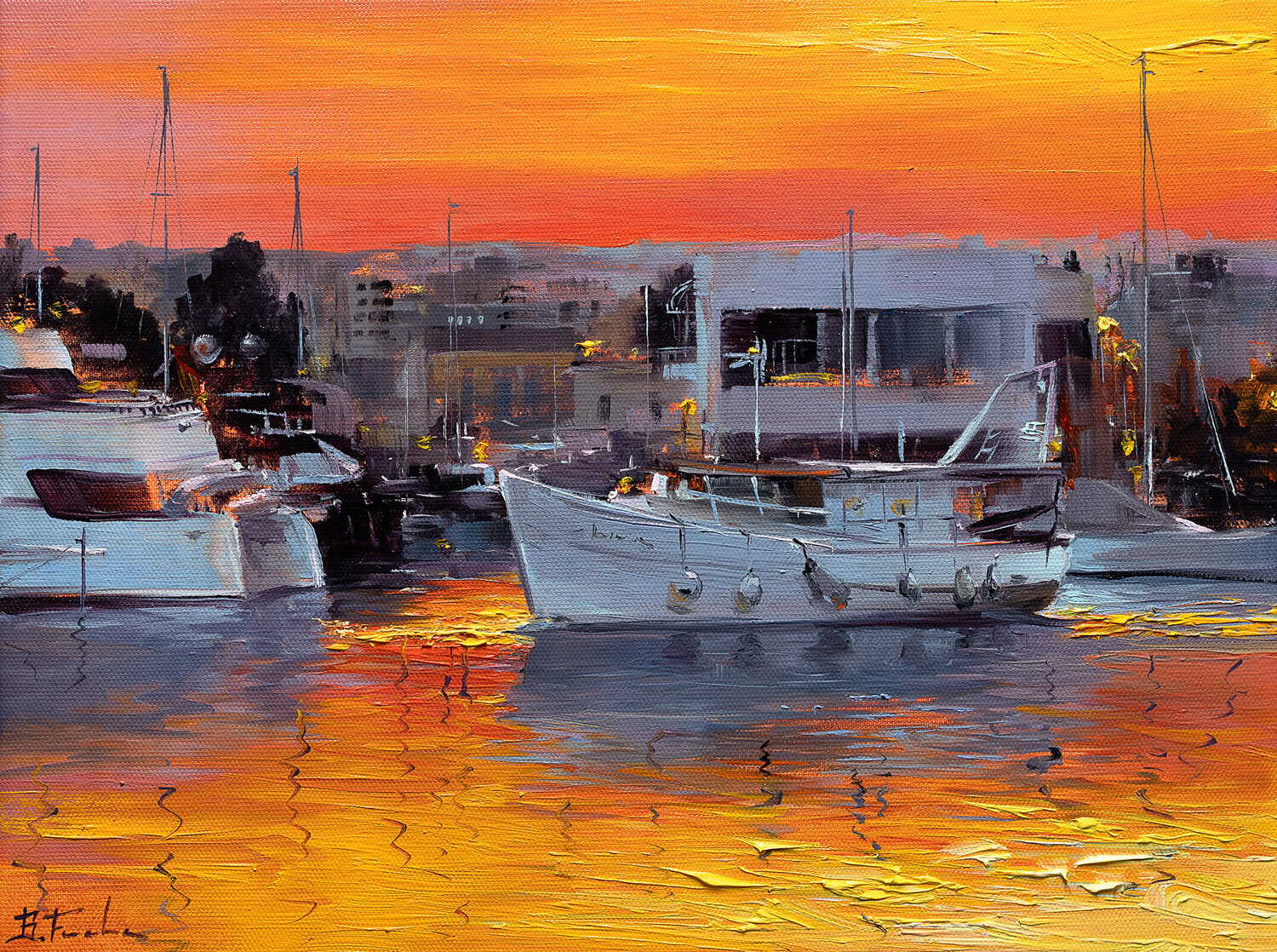 Red Sunrise Bozhena Fuchs Original painting for sale