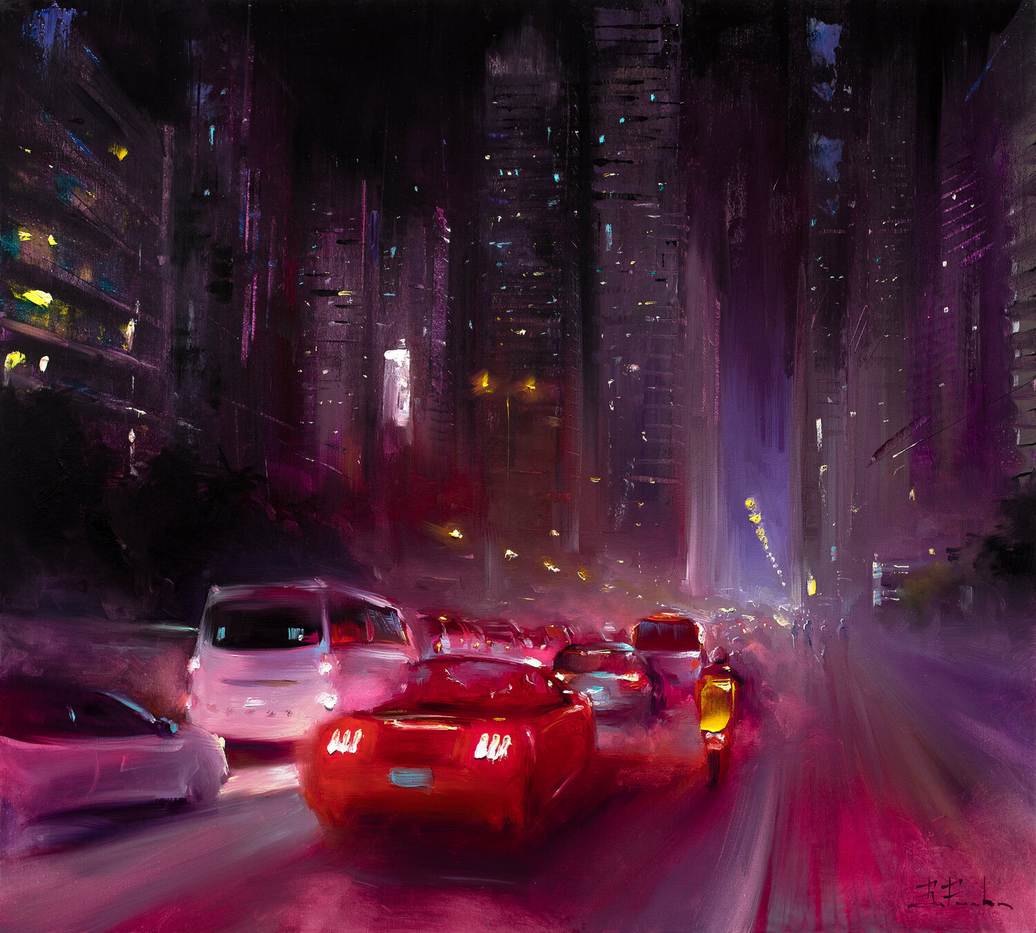Urban Nocturnal Rhythms Bozhena Fuchs Original painting for sale