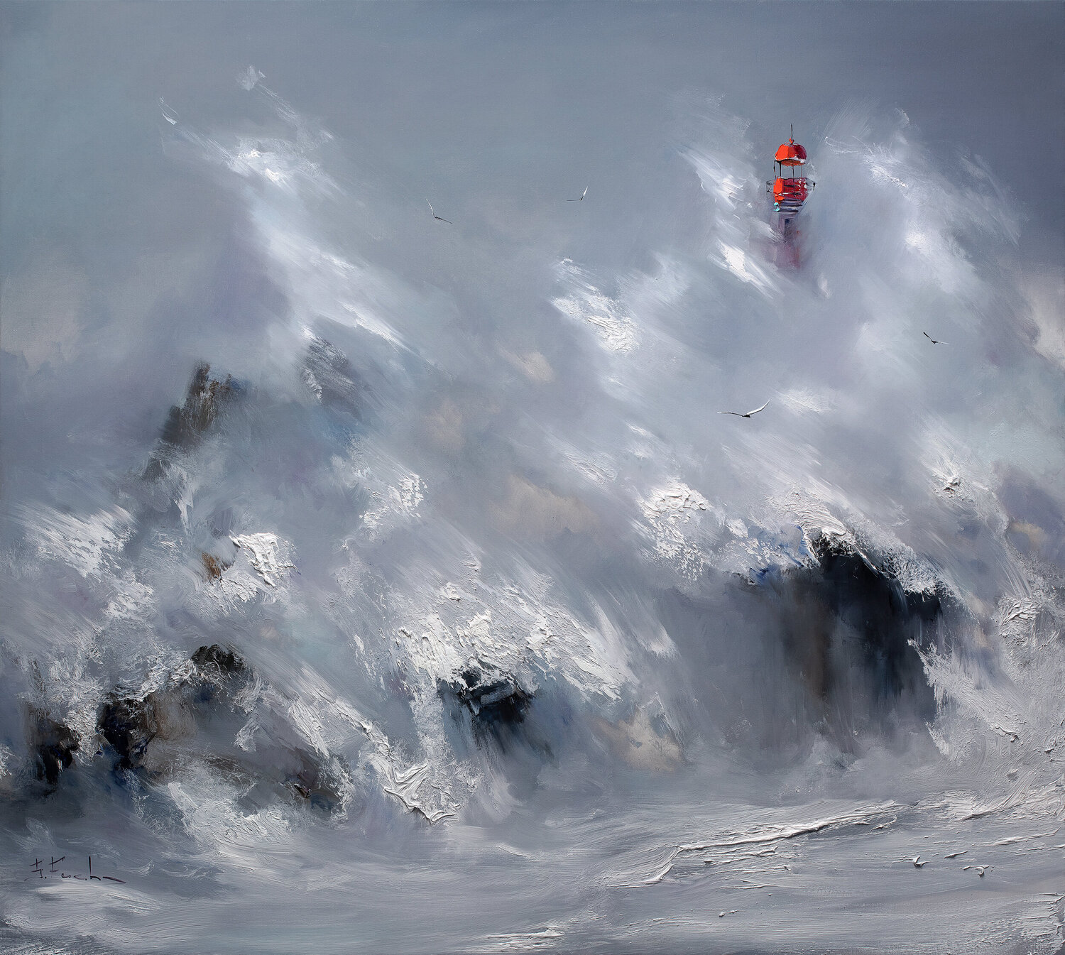 The Red Sentinel Bozhena Fuchs Original painting for sale