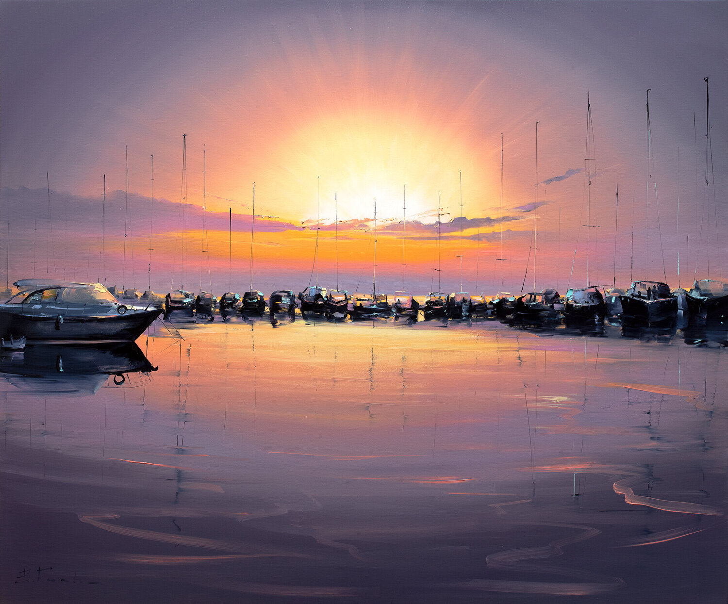 Marina at First Light Bozhena Fuchs Original painting for sale