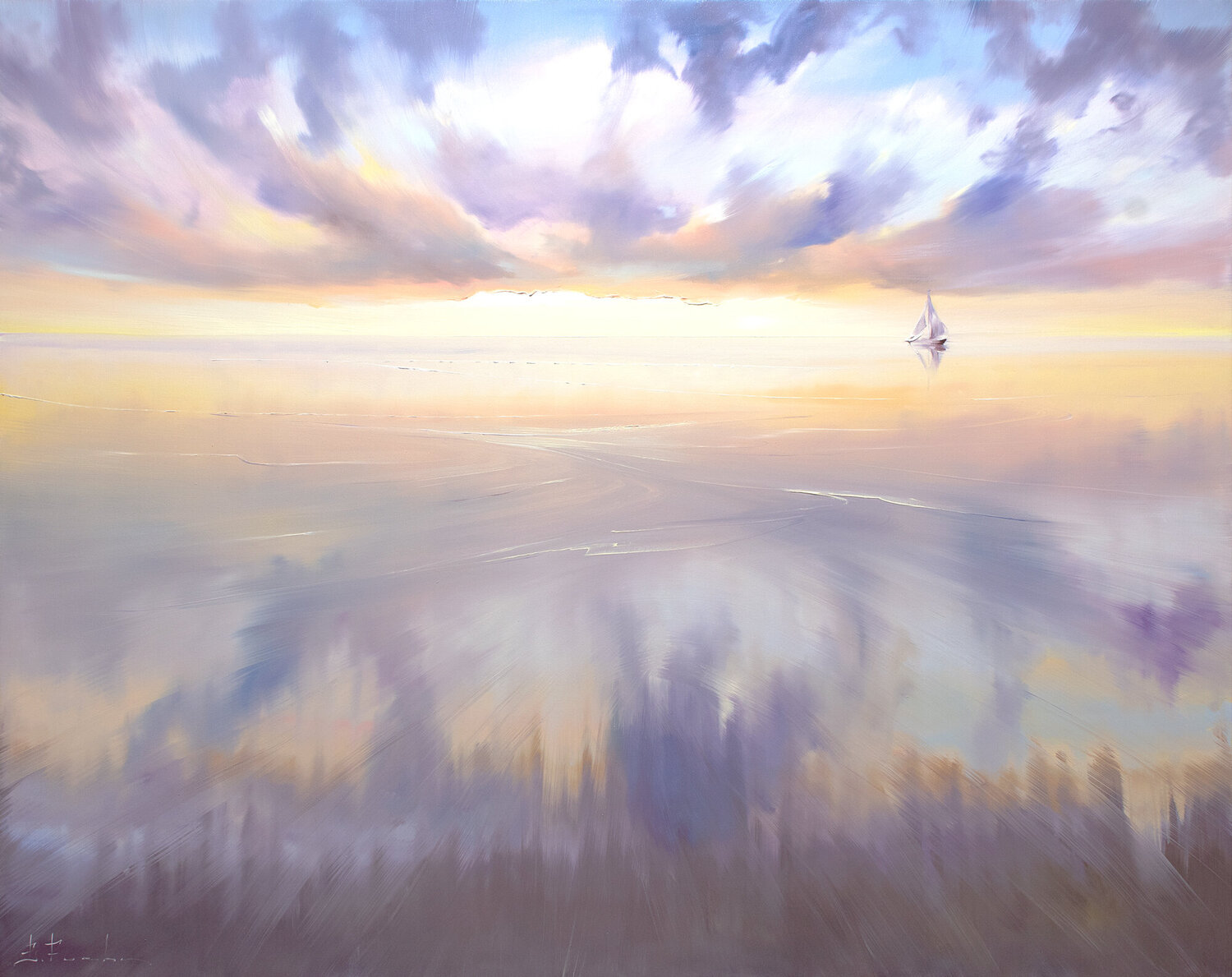 WHERE THE SKY BEGINS Bozhena Fuchs Original painting for sale
