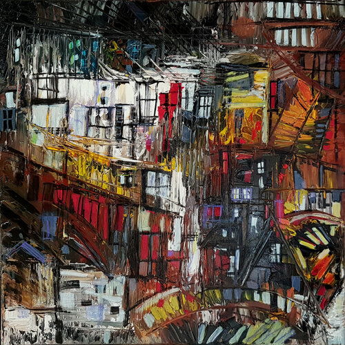 En contrebas des arcades by Muriel Cayet, Painting for Sale on Select