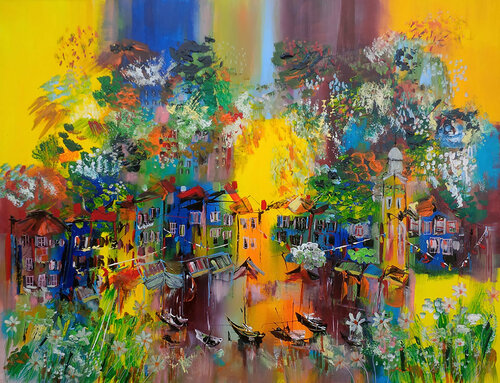 I riflessi by Muriel Cayet, Painting for Sale on Select