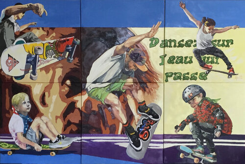 SKATE (Polyptyque de 6 toiles assemblées) by Jean-Paul Schmitt, Painting for Sale on Select