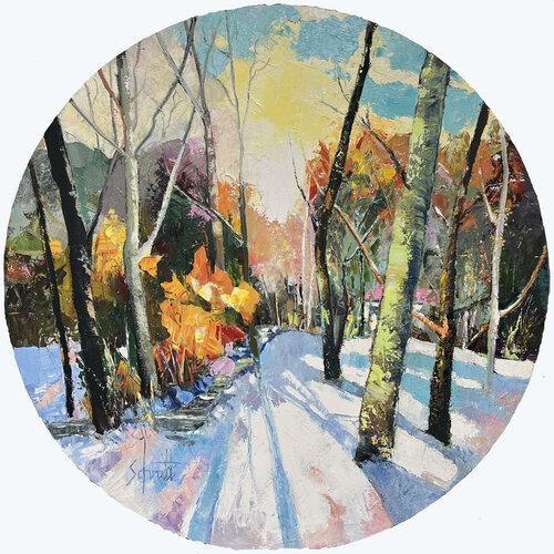 TONDO 3 (Fo) - Huile à la spatule sur châssis toilé rond de diamètre 100 cm by Jean-Paul Schmitt, Painting for Sale on Select