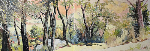 FORÊT DE PINS  (Diptyque) by Jean-Paul Schmitt, Painting for Sale on Select