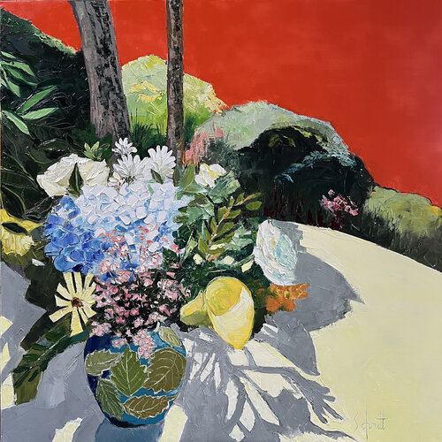BOUQUET AU CIEL ROUGE von Jean-Paul Schmitt, Malerei kaufen auf Select