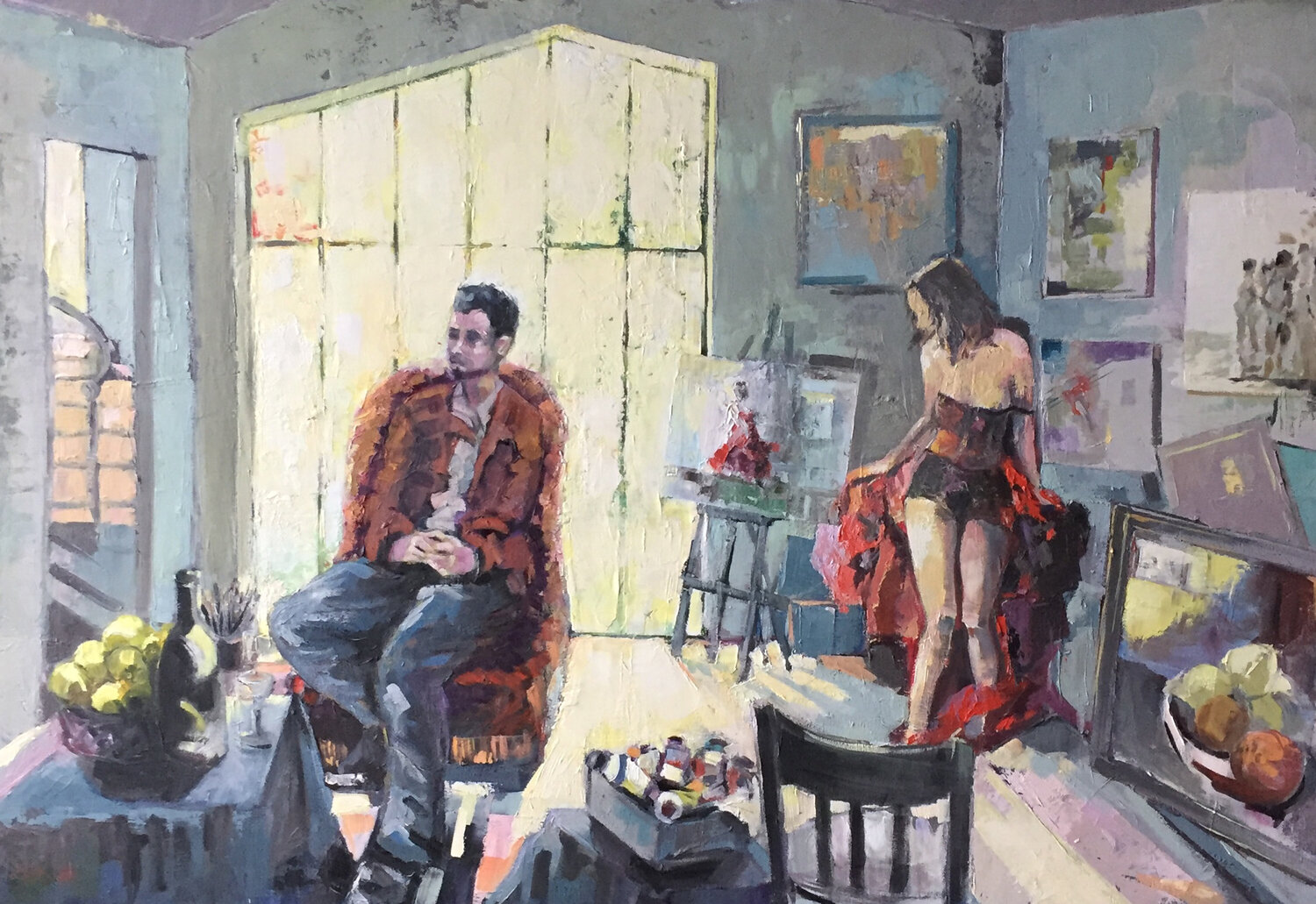 EN ATTENDANT LA POSE Jean-Paul Schmitt Original painting for sale