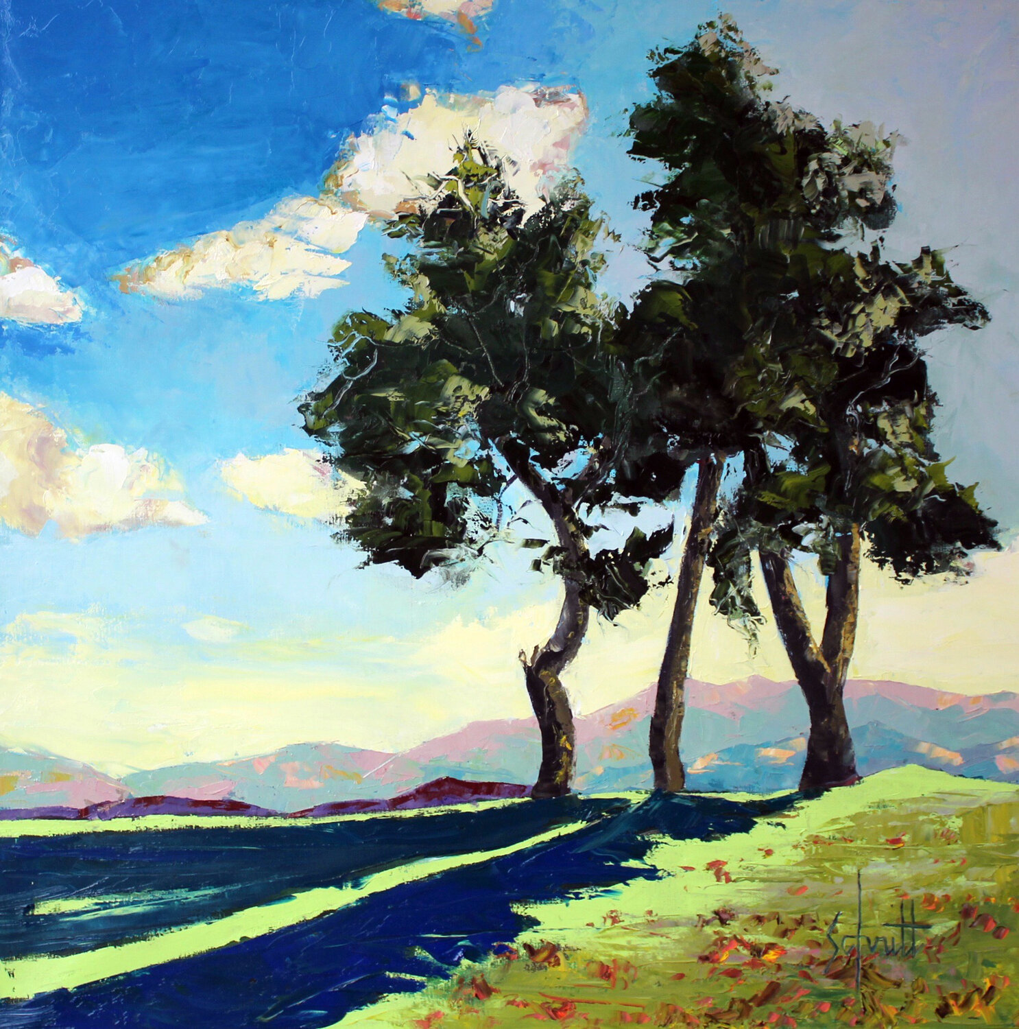 MONTS DU LYONNAIS IV (Crêt de la Garde) Jean-Paul Schmitt Original painting for sale