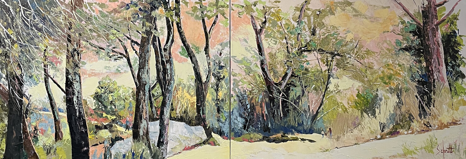 FORÊT DE PINS  (Diptyque) Jean-Paul Schmitt Original painting for sale