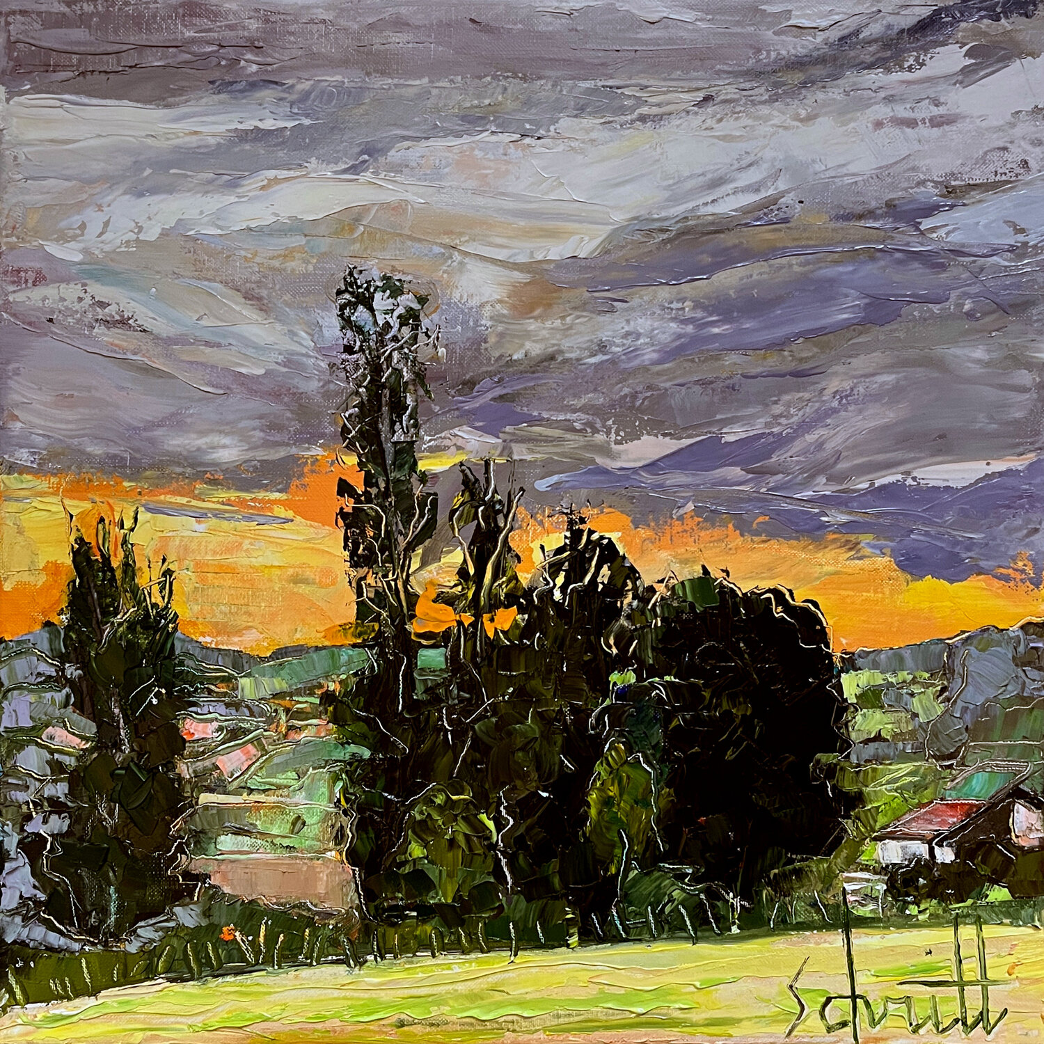 SAINT MARTIN L (Soir au-dessus de la Sablière) Jean-Paul Schmitt Original painting for sale