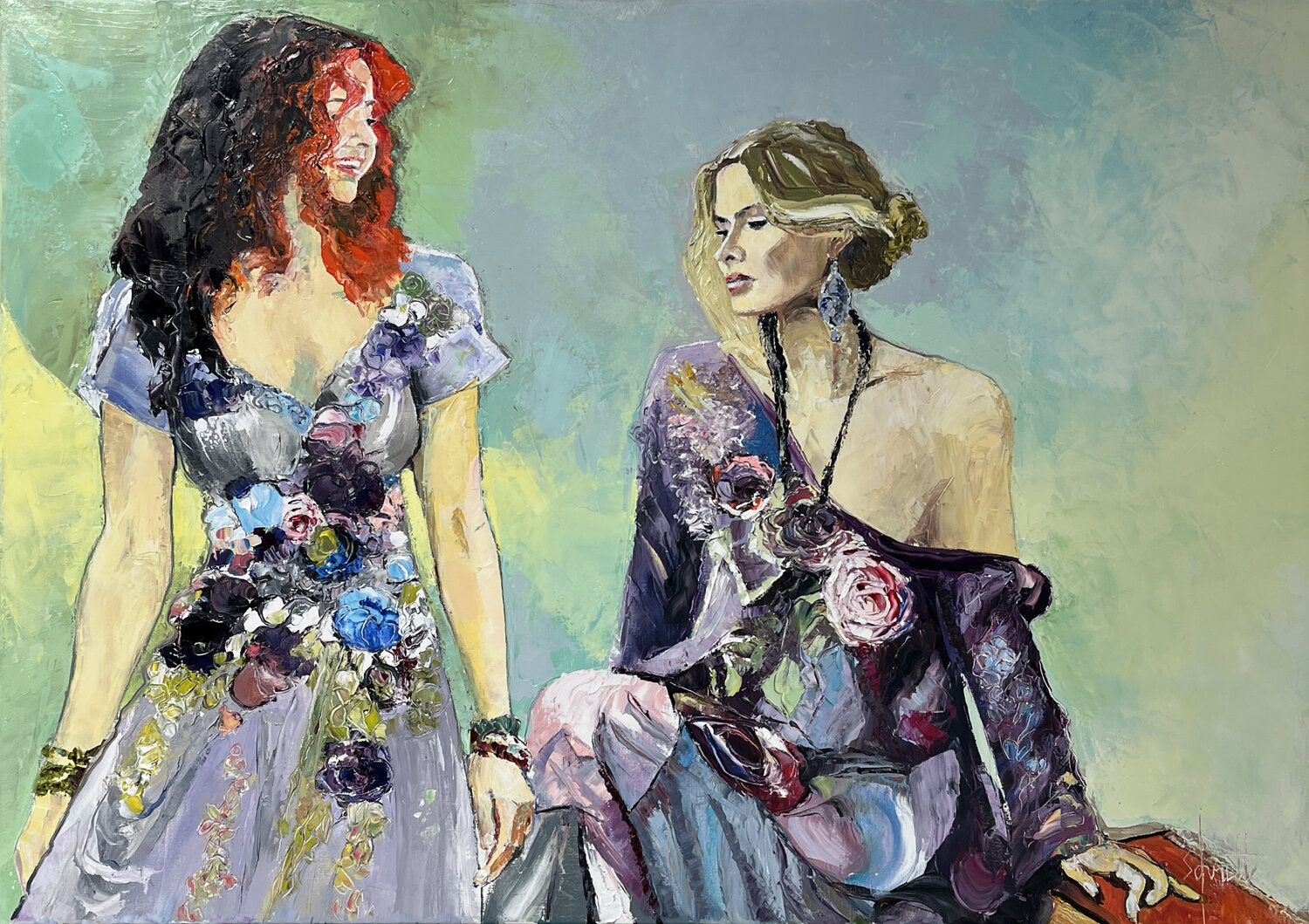 INTIMITÉ VIII (Deux amies) Jean-Paul Schmitt Original painting for sale